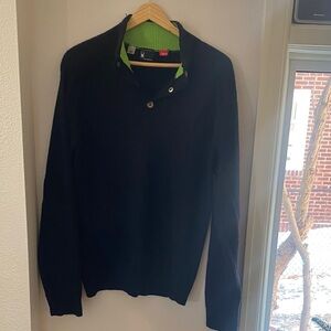Spyder Black Zip-Up Sweater with Green Highlights